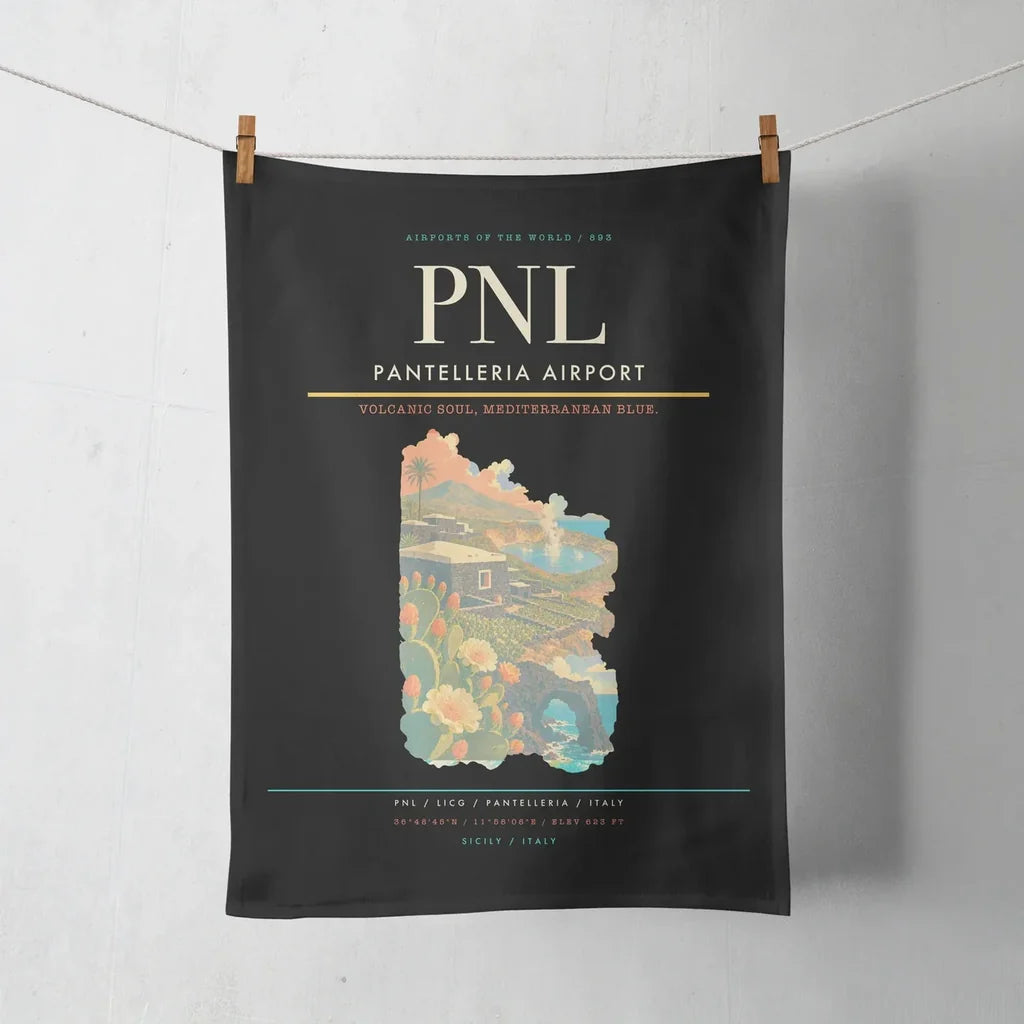 Pantelleria Airport (PNL) design on black towel