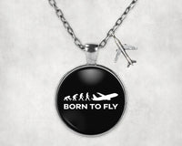 Thumbnail for Born To Fly aviation-themed necklace, polished stainless steel.
