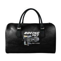 Thumbnail for Boeing 757 & Rolls Royce Engine (RB211) aviation design leather travel bag, full-grain leather construction.