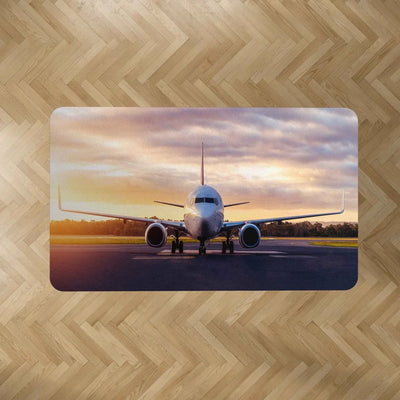 Face to Face with Boeing 737-800 During Sunset aviation print rectangle carpet floor mat, durable carpet pile with non-slip b.