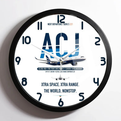 Airbus ACJ350 / exact ACJ350-900 design on white framed wall clock