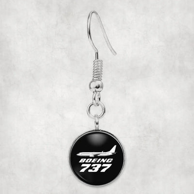 Side view of The Boeing 737 aviation earrings in hypoallergenic alloy, polished finish.