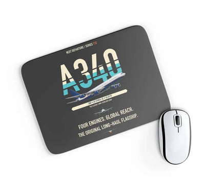 Airbus A340-300 design on black rectangle mouse pad