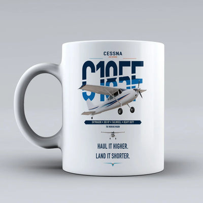 Cessna A185F Skywagon design on white ceramic mug, double-side print