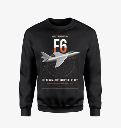 Hawker Hunter F6 design on black sweatshirt
