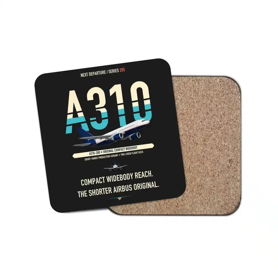 Airbus A310-200 design on black 1 piece coaster