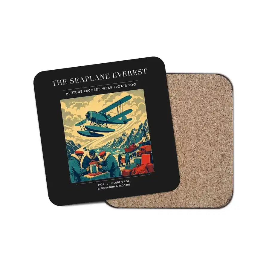 The Seaplane Everest - Designed Coasters design on black 1-piece
