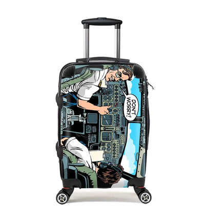 Don't Worry Thumb Up Captain Cabin Size aviation luggage in durable shell.