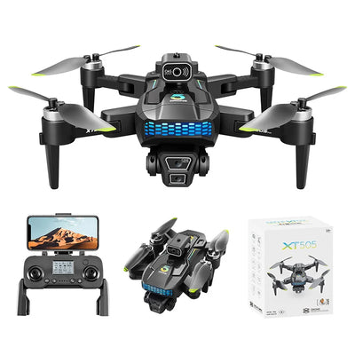 Side view of XT505 HD Dual-Camera Drone: GPS Positioning, Brushless Motor & Obstacle Avoidance aviation RC model in durable A.