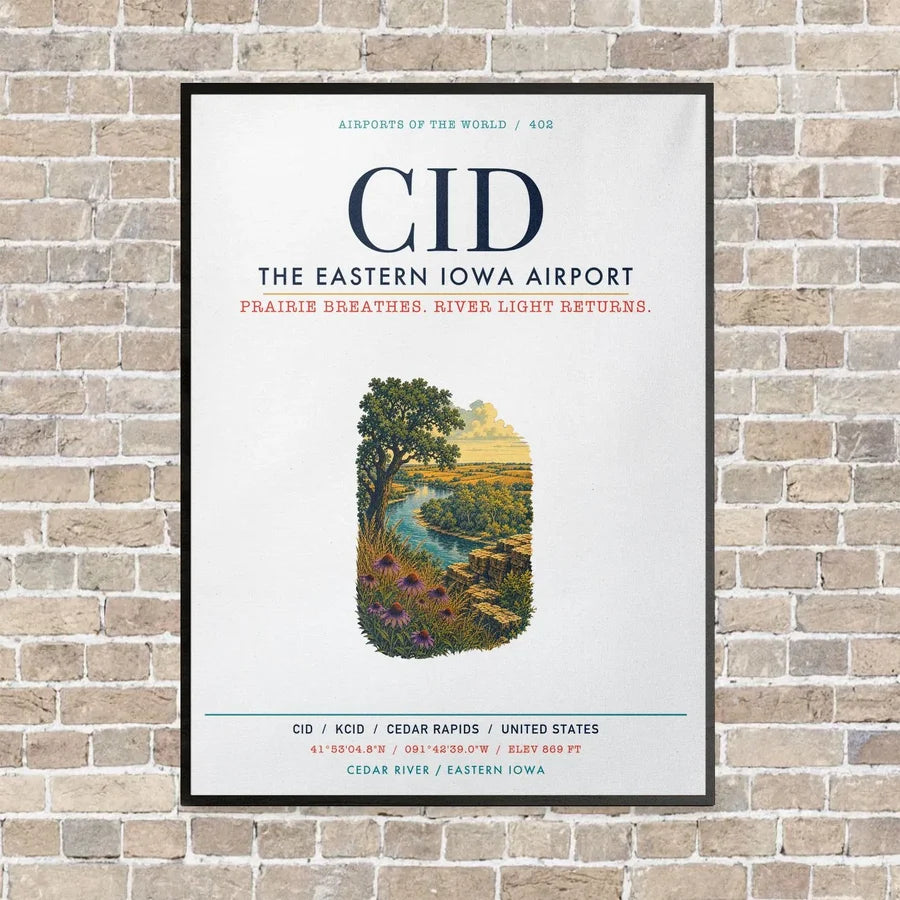The Eastern Iowa Airport CID vertical canvas print - framed - white background