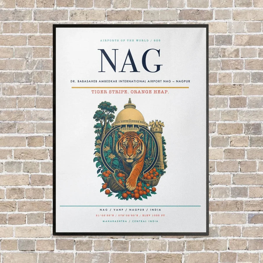 Dr. Babasaheb Ambedkar International Airport NAG — Nagpur vertical canvas print - framed - white background