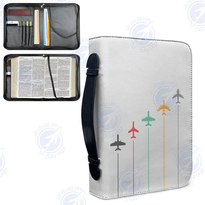 Black & White Super Travel Icons Light Gray aviation print PU accessories bag, PU faux leather.