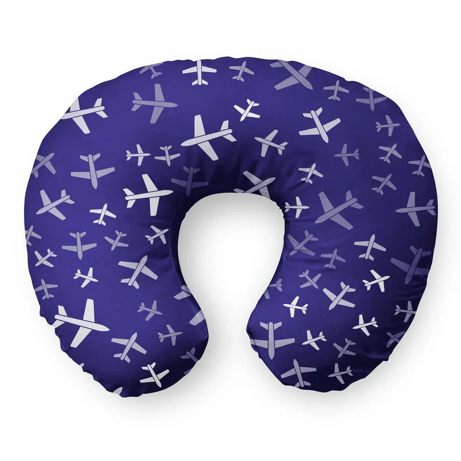 Different Sizes Seamless Airplanes Travel & Boppy aviation design on memory foam with soft cover travel pillow.