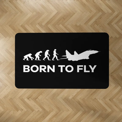 Born To Fly aviation design on durable carpet pile with non-slip backing rectangle carpet floor mat.