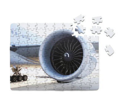 Close Up to Boeing 777 Engine aviation design puzzle, premium cardboard.