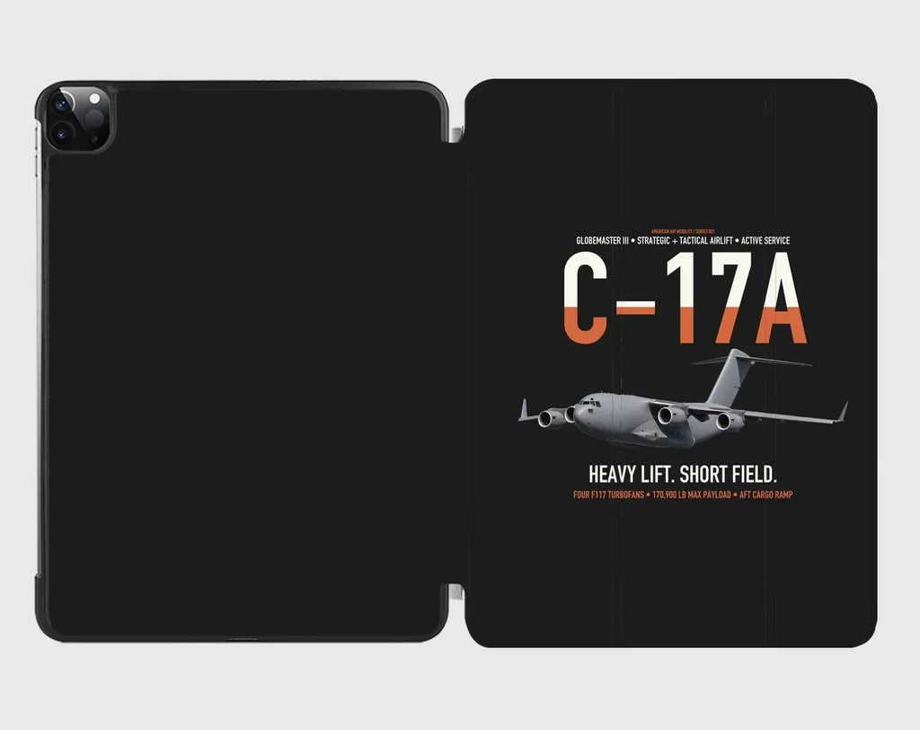 C-17A Globemaster III design on black ipad tablet case