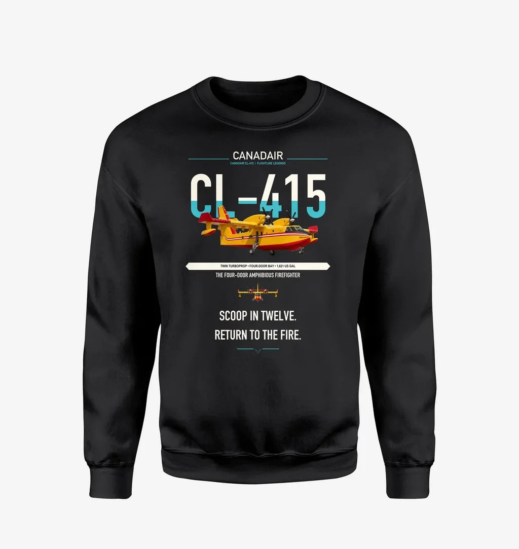 Canadair CL-415 design on black sweatshirt