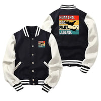 Thumbnail for Husband & Dad & Pilot & Legend Baseball Style aviation design printed on two-tone shell with ribbed cuffs baseball jacket.