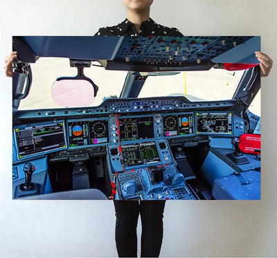 Airbus A350 Cockpit aviation themed poster, premium poster paper.