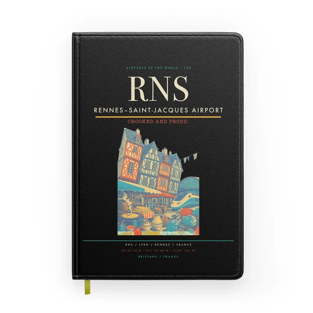 Rennes–Saint-Jacques Airport (RNS) design on black notebook