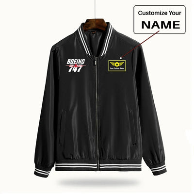 Amazing Boeing 747 aviation design printed on lightweight shell with windproof finish thin spring jacket.