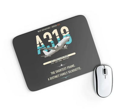 Airbus A318 design on black rectangle mouse pad