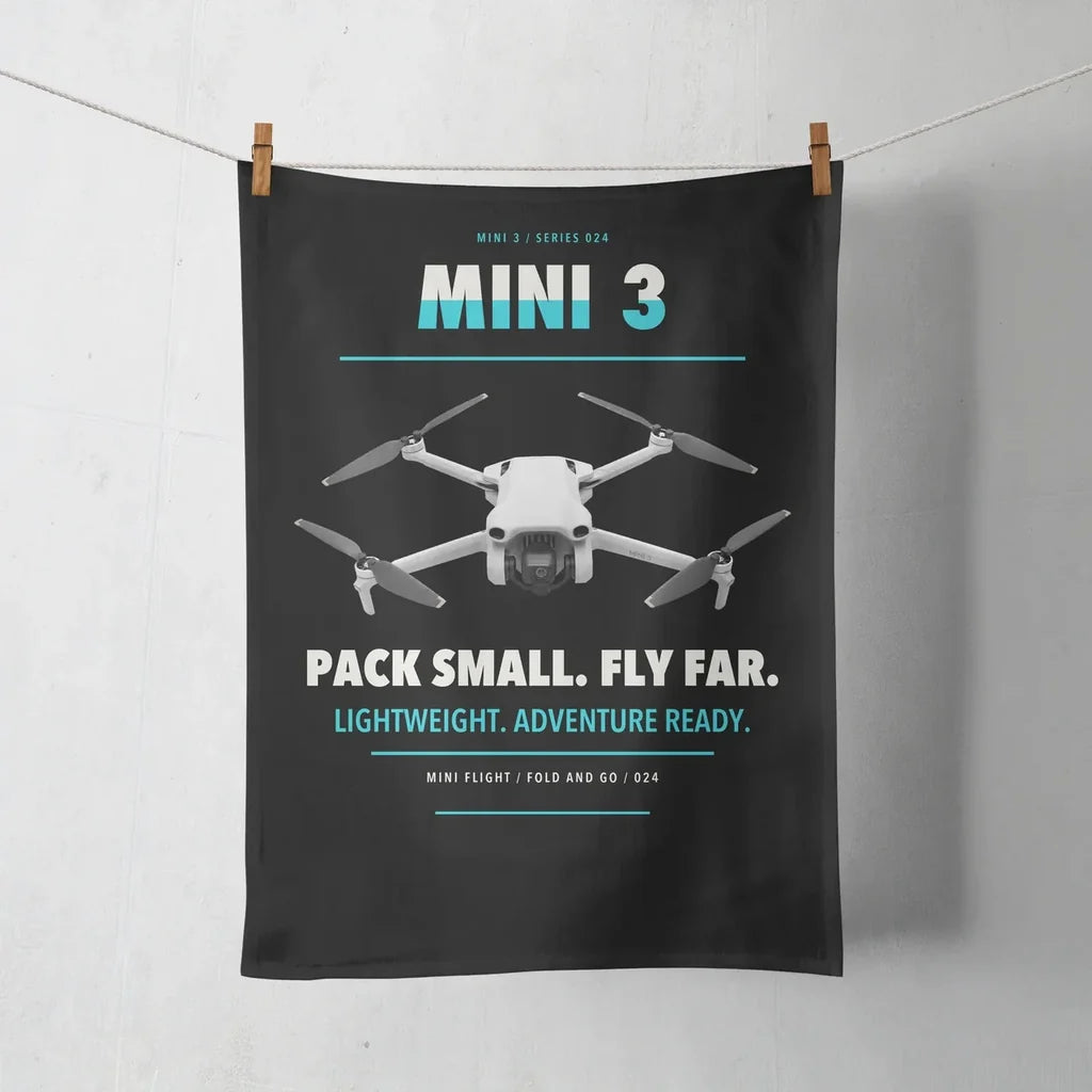 DJI Mini 3 design on black towel