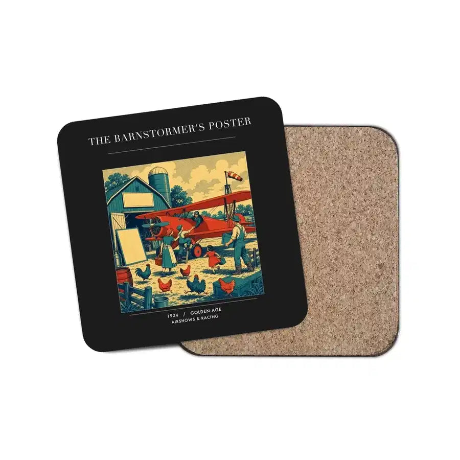 The Barnstormer's Poster - Designed Coasters design on black 1-piece