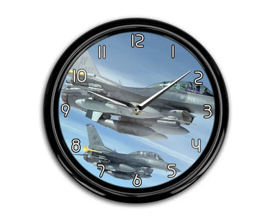 Two Fighter Jets aviation themed wall clock, premium wood and metal.