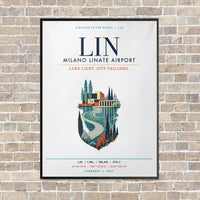 Thumbnail for Milano Linate Airport LIN vertical canvas print - framed - white background