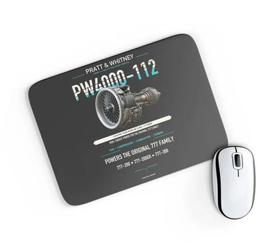 PW4000-112 design on black rectangle mouse pad