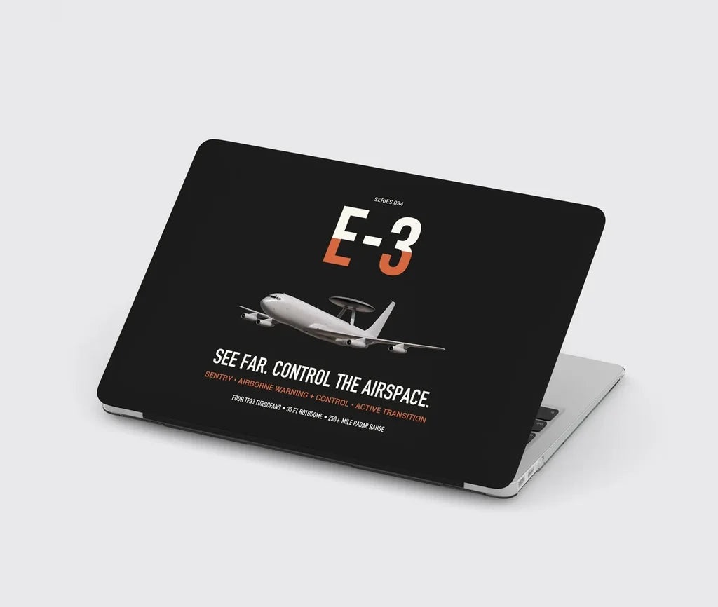 E-3 Sentry AWACS design on black MacBook case