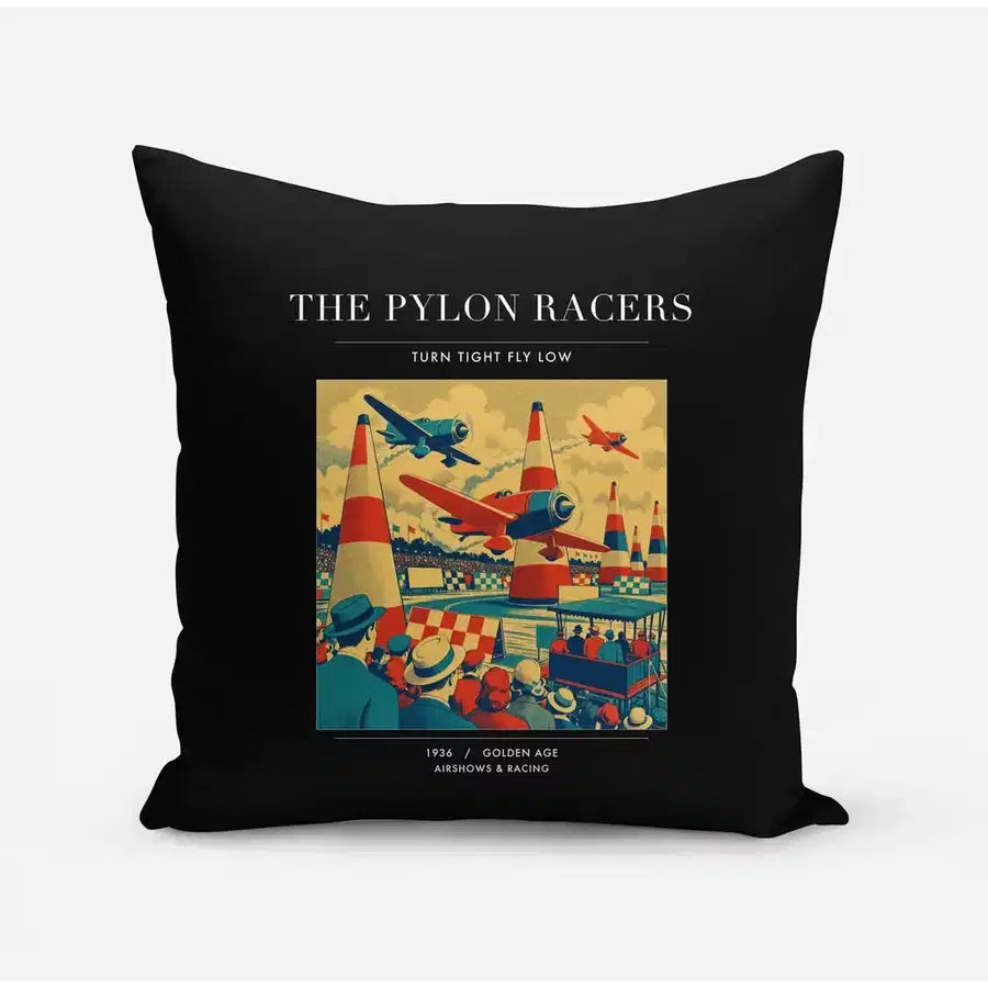 VINTAGE G4046 - The Pylon Racers - Designed Pillows design on black