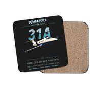 Thumbnail for Bombardier Learjet 31A design on black 1 piece coaster
