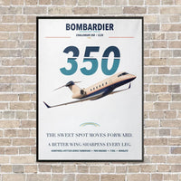 Thumbnail for Bombardier Challenger 350 vertical canvas print - framed - white background