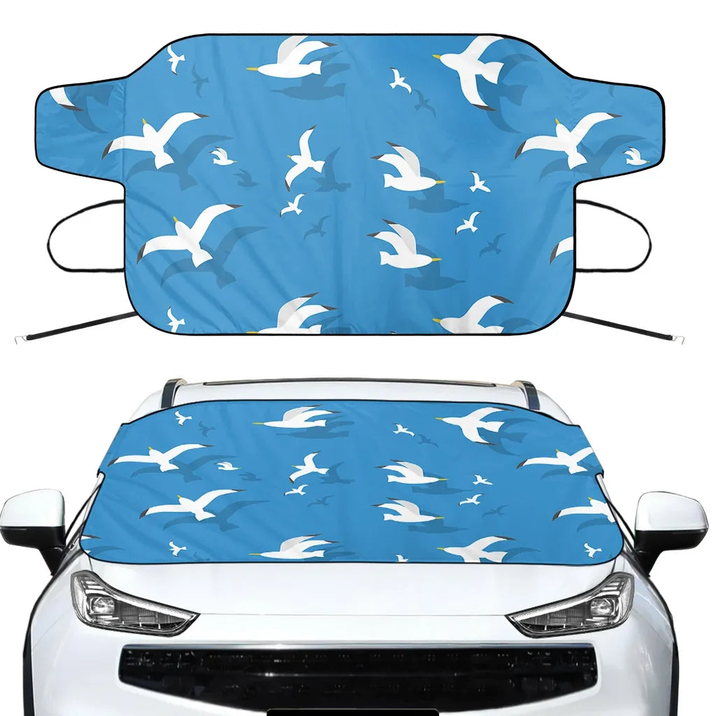 Seamless Seagulls Car aviation design on car windshield cover.