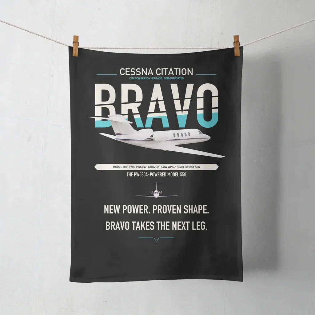 Cessna Citation Bravo design on black towel