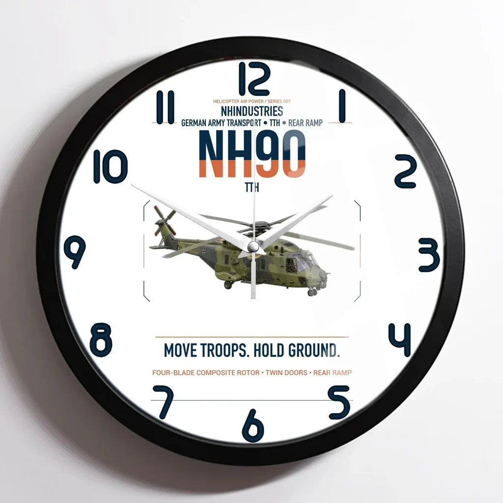 NHIndustries NH90 TTH design on white framed wall clock