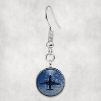 Thumbnail for Side view of Airplane From Below aviation earrings in hypoallergenic alloy, polished finish.