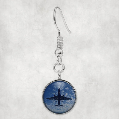 Side view of Airplane From Below aviation earrings in hypoallergenic alloy, polished finish.