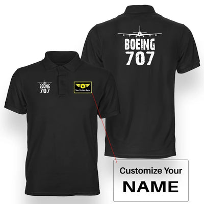 Boeing 707 & Plane aviation design printed on soft cotton double-side polo.