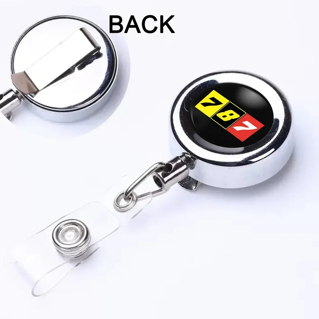 Flat Colourful 787 aviation design on durable plastic with metal clip retractable ID card badge.