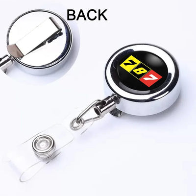 Flat Colourful 787 aviation design on durable plastic with metal clip retractable ID card badge.