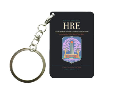 Robert Gabriel Mugabe International Airport HRE Key Chain design on black key chain