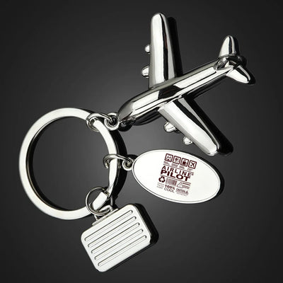 Airline Pilot Label Suitcase aviation shaped key chain, durable metal alloy.