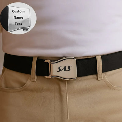 SAS Airlines aviation seat-belt buckle accessory, real seat-belt webbing.