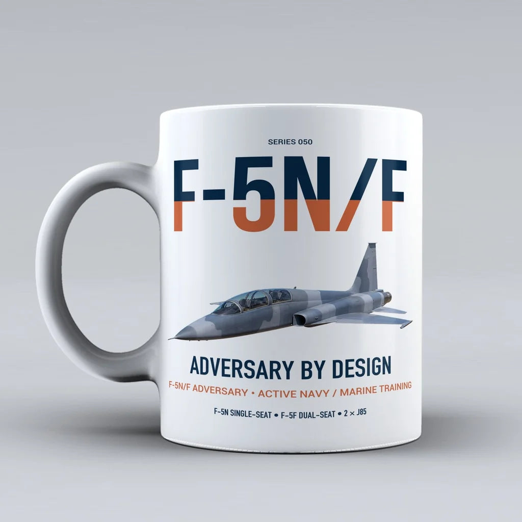 F-5N F Adversary design on white ceramic mug, double-side print