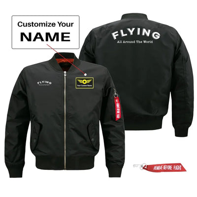 Flying All Around The World Pilot Jackets (Customizable) aviation design printed on comfortable shell with classic fit design.