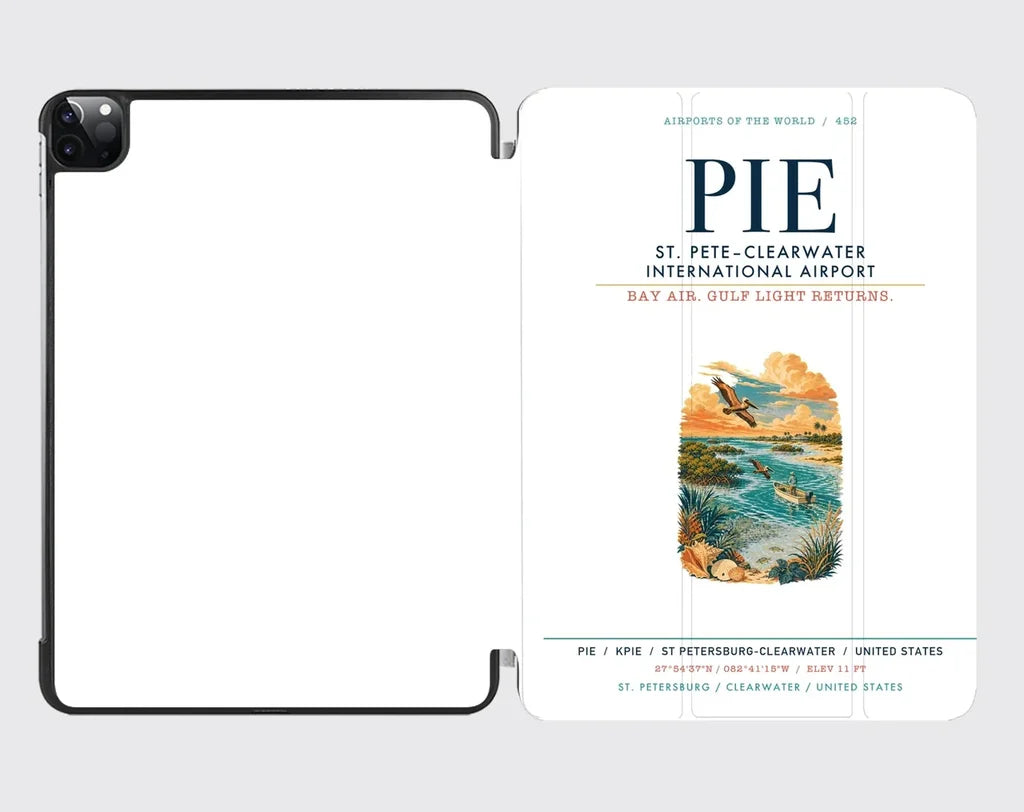 St. Pete–Clearwater International Airport (PIE) design on white ipad tablet case