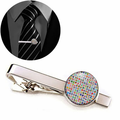Side view of 220 World's Flags aviation tie clip in stainless steel, polished finish.